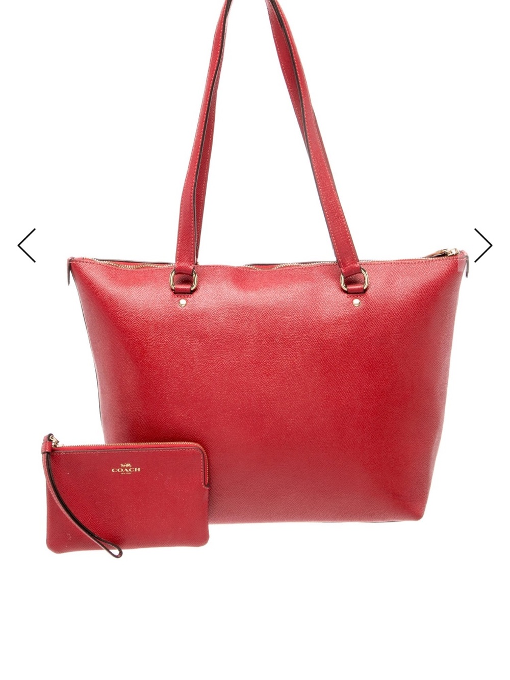 Coach Red Leather Tote with Matching Wristlet